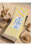 Yellow and White Striped Lobster Written 70X150 Beach Towel - Digital Printed Bath Towel - 5