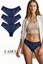Women's Lace Front and Back Brazilian Panties Lycra Navy Blue 3-Pack