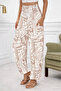 Women's Ethnic Pattern Single Jersey Trousers with Cargo Pocket Detail