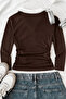 Olos Polo Collar Embroidered Gathered Long Sleeve Blouse - 5