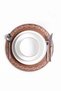 Embroidered Leather American Service Set of 2 Double-Sided Round Plates 38X38 cm Raya Brown Gold