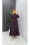 Women's Hijab Plum Crepe Fabric Hanzade Model Tunic Pants Set - 4