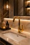 Gold Lavabo Bataryası Gold Color High Model 360 °   Swivel Spout Bathroom Faucet - 5