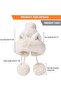 Winter Peruvian women's plush hat with pom-poms, warm knitted ski soft earmuffs, white. - 2
