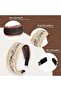 Bohemian headbands 3pc wide embroidered brown/black/white. - 4