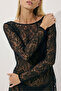 Olivra Lace Detailed Elastic Maxi Dress Black - 2