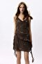 Beaded draped-panel dress