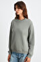 Maija Women's Crew Neck Oversize Fit Basic Light Khaki Sweatshirt with Fleece Inside - 5