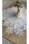 88X88 cm Kayla Cream Silver French Lace Detailed Square Coffee Table Cover Elegant Model - 4