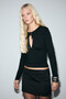 Mahada Women's Black Blouse with Soft and Flexible Fabric, Tie-Up and Low-Cut Chest Design - 5