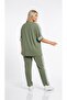 Women's Plus Size Short Sleeve Crew Neck Side Stripe Tracksuit Set 8288-26 - 4