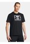 1386793-001 Ua m Boxed Sports Updat Black Round Neck Loose Fit Printed Men's T-Shirt
