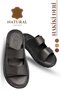 Genuine Leather Men's Slippers - Genuine Leather Men's Slippers with Soft Thick Soles C Black - 2