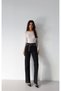 Women's Black Jean Trousers High Waist Chain Belt Detailed Wide Leg - 3