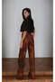 Women's Light Brown High Waist Wide Leg Washed Denim Long Jean Pants - 5