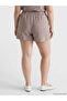 Lcwaikiki Basic Brown Elastic Waist Plaid Women's Shorts - 3