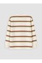 Vizyon New Season Brown Crew Neck Striped Boys' T-Shirt - 4