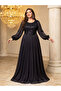 Plus Size Black Beads Embellished A-Line Maxi Dress - 4