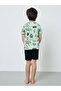Boys Green Gaming Print Cotton T-Shirt and Shorts Set - 5