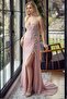 Women's Strapless Sequin - Sequin Embroidered Long Evening Dress 6812 Powder - 2
