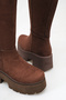 Women's Daily Flat High-Sole Florence Brown Suede Wedge Heeled Boots - 3