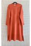 Trend Cold Yarn Leaf Patterned Slit Full Fit Knitwear Tunic-112 cm - 2