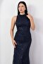 Halter neck beaded tulle dress 41091 - 6