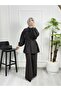3022 Waist-Tied Belt - Collar Detailed Peplum Trouser Suit - 3