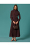 High Neck Long Dress with Drape and Accessory Detail