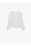 Slim Fit Wrinkled Crew Neck Long Sleeve Blouse - 6