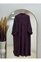 Pakize Shirt Collar Slit Long Tunic-Ek1006 Plum - 7
