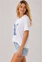Women's White Rabbit Figured Stoned T-Shirt Embroidered Cotton Oversize Short Sleeve Crew Neck - 2