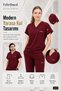 Burgundy Lycra Unisex Bat Sleeve Scrubs Set Doctor Nurse Uniform Medical Hospital Uniform - 3