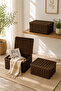 3-Piece Rattan Covered Rectangular Organizer Set for Bathroom, Living Room, Children's Room, Multi-Purpose Basket Set