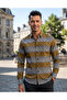 Long Sleeve Circle Patterned Cotton Fabric Regular Fit Men's Shirt