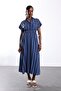 Navy Blue Stone Detailed Striped Dress 4904 - 3