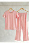 Women's Oversized Printed Long Sleeve 100% Cotton Crew Neck Pajama Set - 5