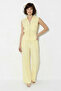 Women's Zippered Double Pocket Adjustable Vest with Elastic Waist Modal Yellow Set - 5