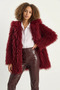 Women's Double Button Detailed Hooded Lined Tibetan Coat Burgundy - 8