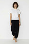 Women's Sandy Shalwar Black Trousers with Adjustable Legs and Waist Tie - 3