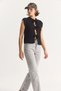 Women's Front Tie Pocket Detailed Knitwear Black Vest - 3