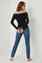 Women's Madonna Collar Black Blouse - 6