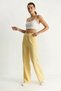 Women's Comfortable Yellow Palazzo Trousers with Velcro Waist - 4