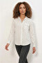 Women's Single Pocket Polka Dot Oversize Shirt - White - 3