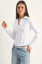 Women's Corset Detailed Back Tie Zippered White Shirt - 4