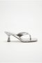 Women's Blunt Toe Flip Flop Heeled Slippers Sandals Silver - 2
