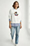 Women's Teddy Embroidered Crew Neck Casual White Sweatshirt - 3