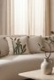 Botanical Reed and Thatch Pattern Embossed Punch Embroidered Tasseled Cotton Decorative Throw Pillow Cover 42X42 cm - 6