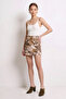Women's Patterned Denim Mini Skirt De Cream Yellow - 2