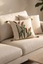 Botanical Reed and Thatch Pattern Embossed Punch Embroidered Tasseled Cotton Decorative Throw Pillow Cover 42X42 cm